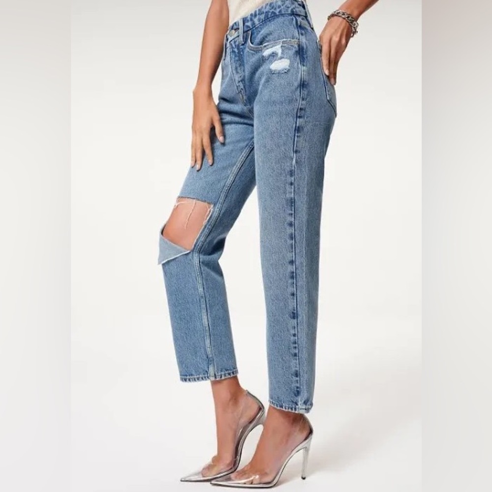 NWT Good American Good 90s Duster Straight Leg Jean in Blue950 - Picture 6 of 8